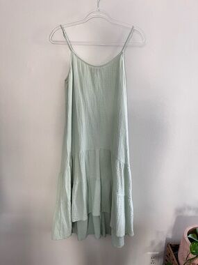 DREW Mint Green 100% Cotton Gauze High Low Midi Dress